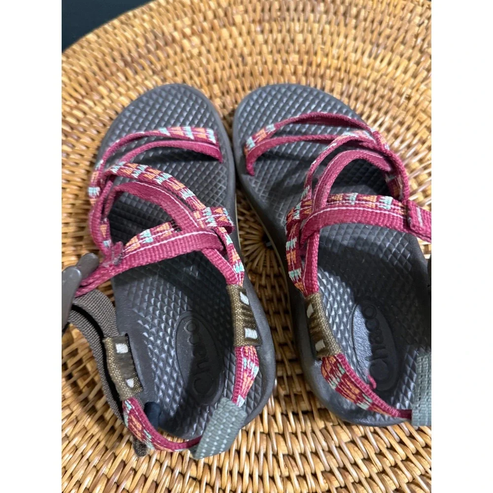 Chaco Kids Z1 Ecotread Sport Sandals Berry Pink Brown Geometric Strap Size 11